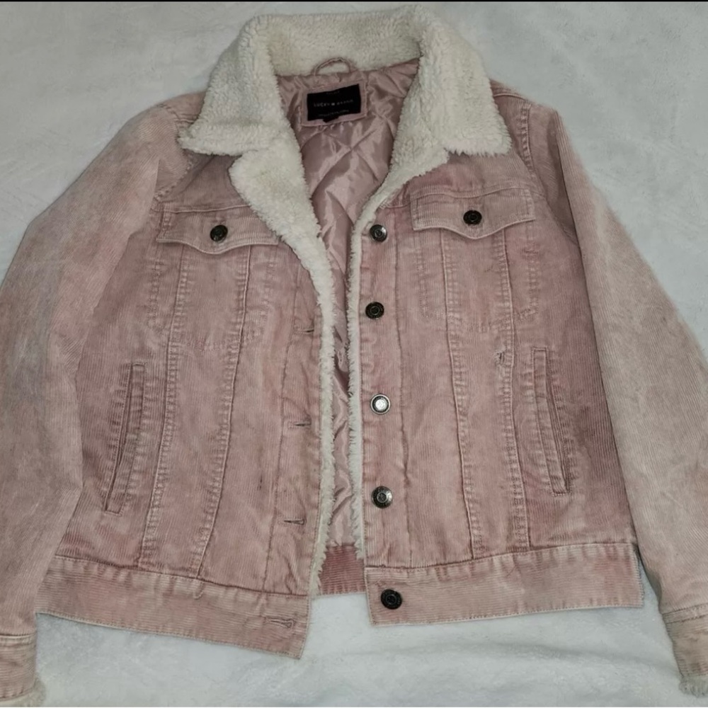 Lucky Brand corduroy Sherpa pink jacket